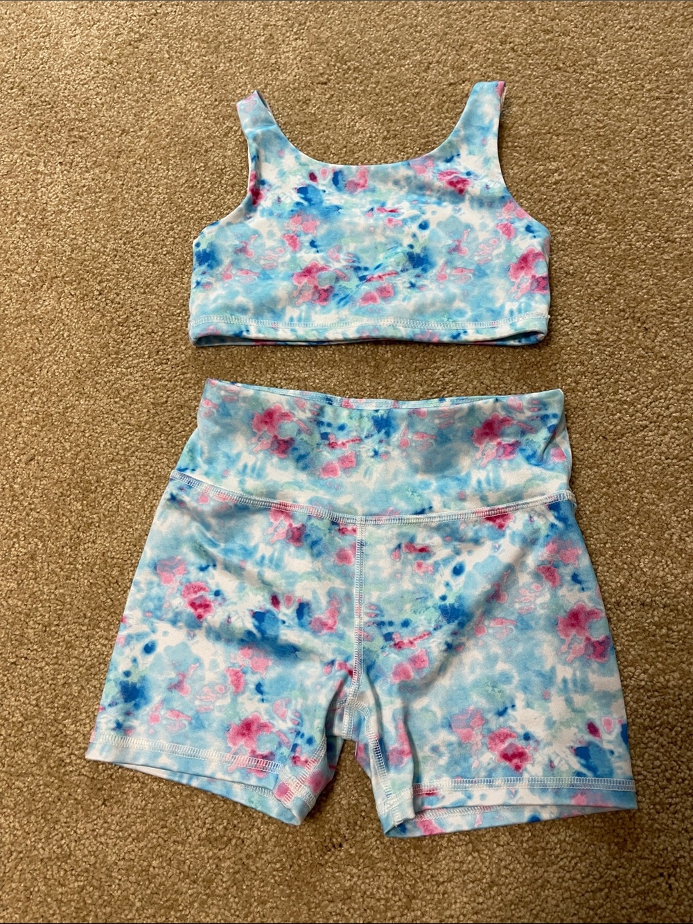 Athletic Works Girls Sports Bra and Bike Shorts Set, swim set.  6/6x